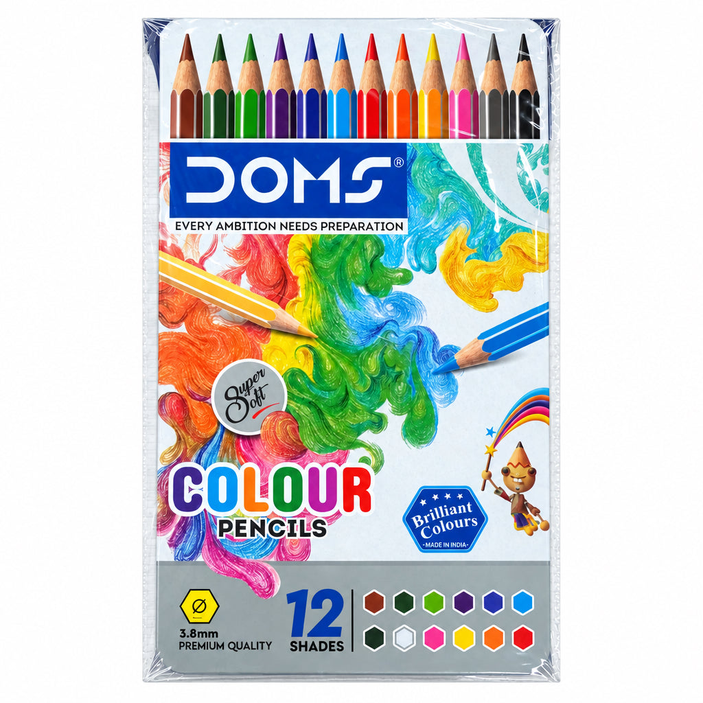 DOMS Colour Pencils Supersoft 12 Colours metal case No. 7204