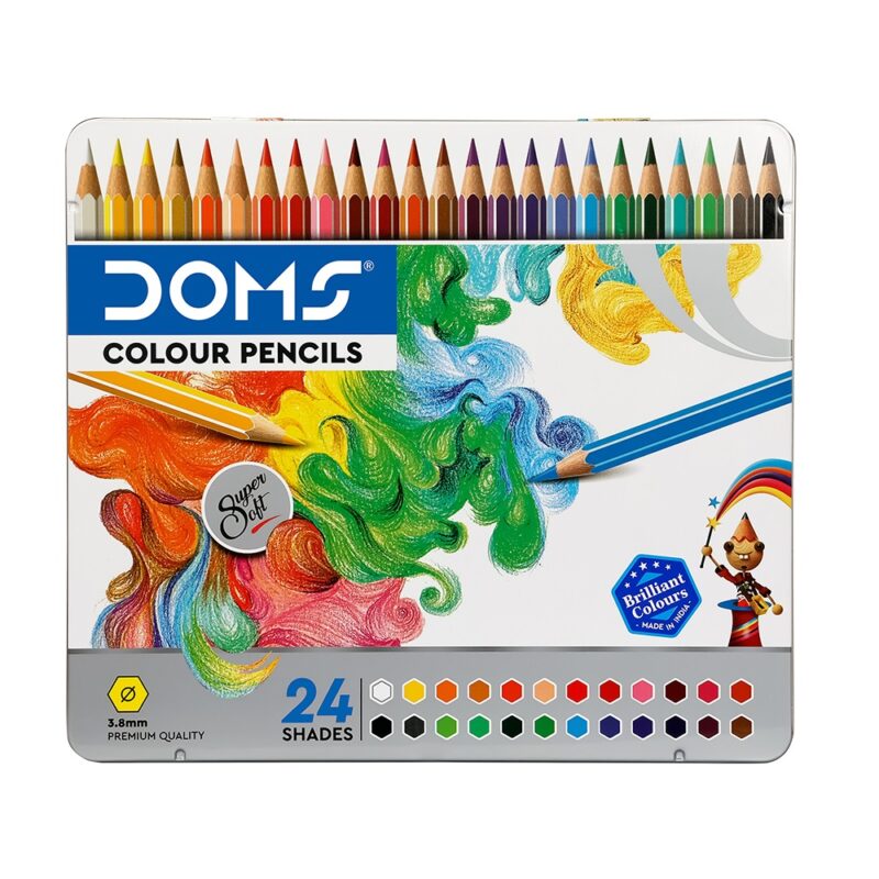 DOMS Colour Pencils Supersoft 24 Shades metal case No. 7206