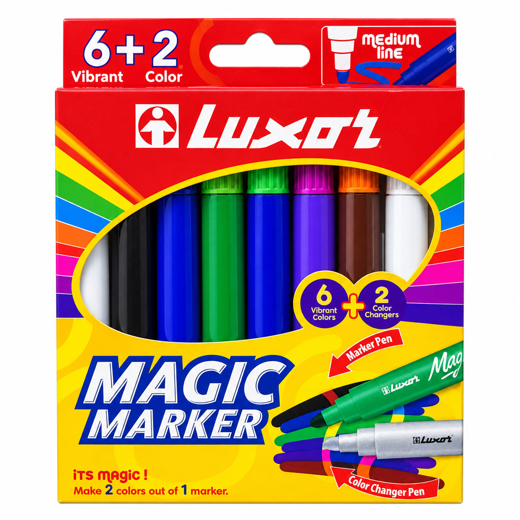 Luxor Magic Marker Color changer Pen (Medium Line) 6+2