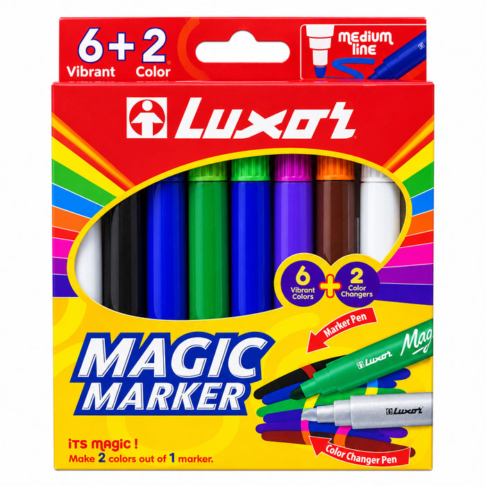 Luxor Magic Marker Color changer Pen (Medium Line) 6+2