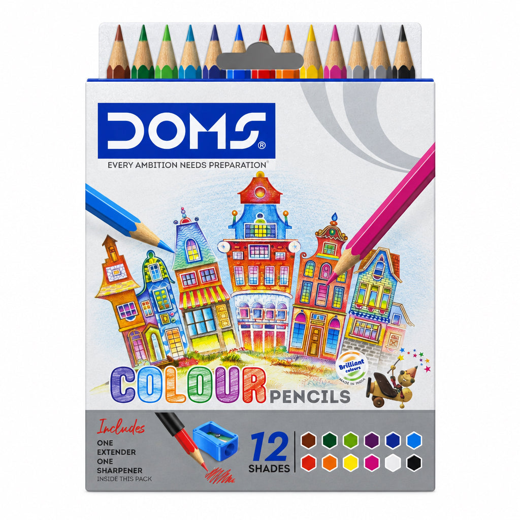 DOMS Colour Pencils 12 Shades 85mm No. 3443