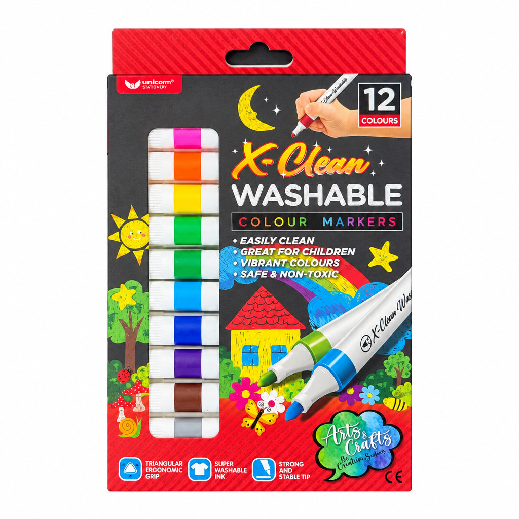 Unicorn X-Clean Washable Colour Marker 12 colours UWM-12C