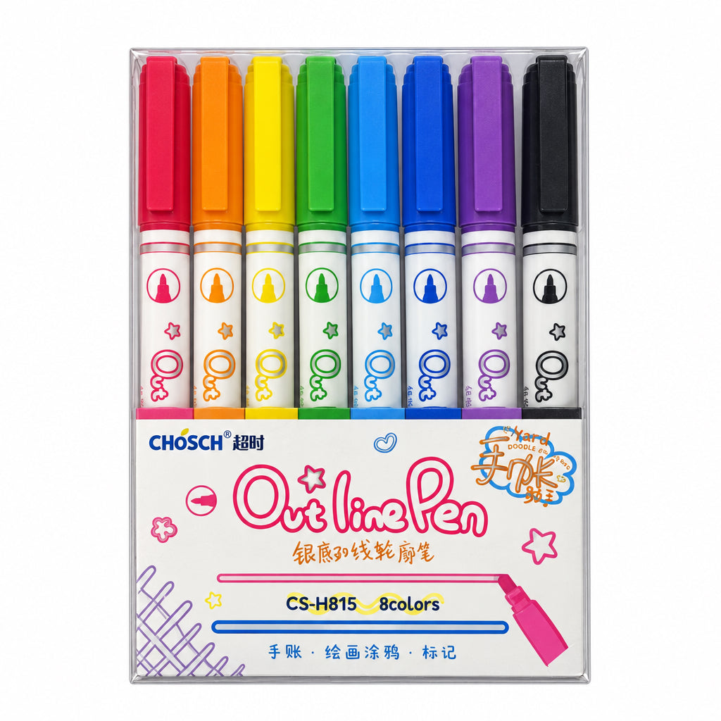 Chosch Outline Pen 8 colours CS-H815