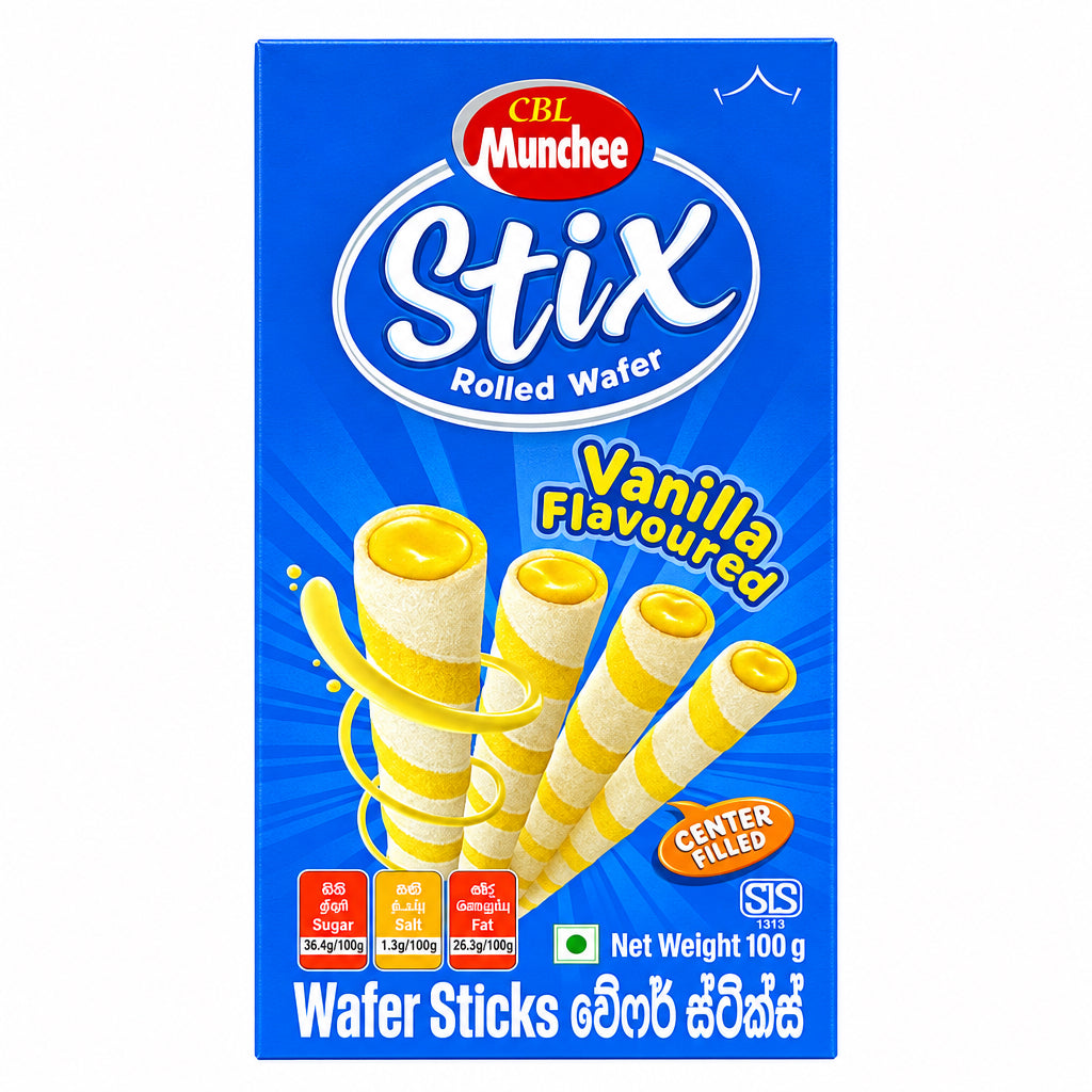 Munchee Stix Rolled Wafer - Vanilla Flavored 100g