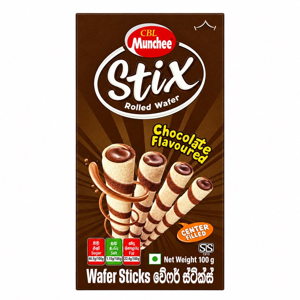 Munchee Stix Rolled Wafer - Chocolate Flavored 100g