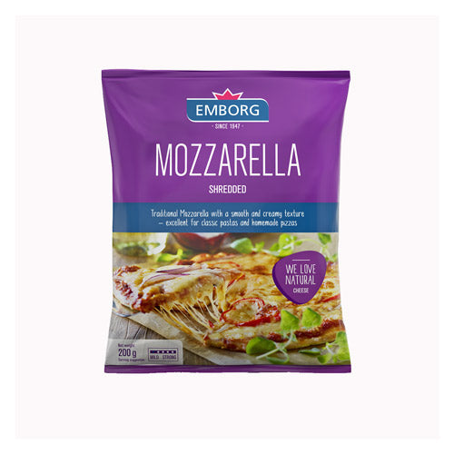 Emborg Mozzarella Cheese 40+ Shredded 200g